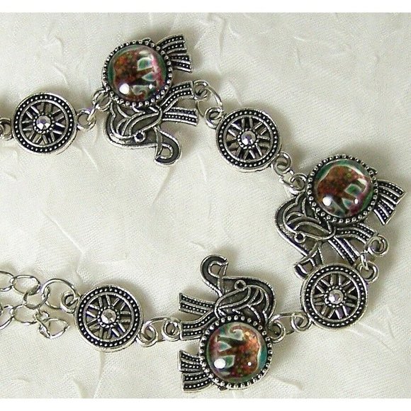 Elephant Bracelet Trunk Up Silver Tone Fashion Jewelry 7 3/4" - Picture 5 of 6